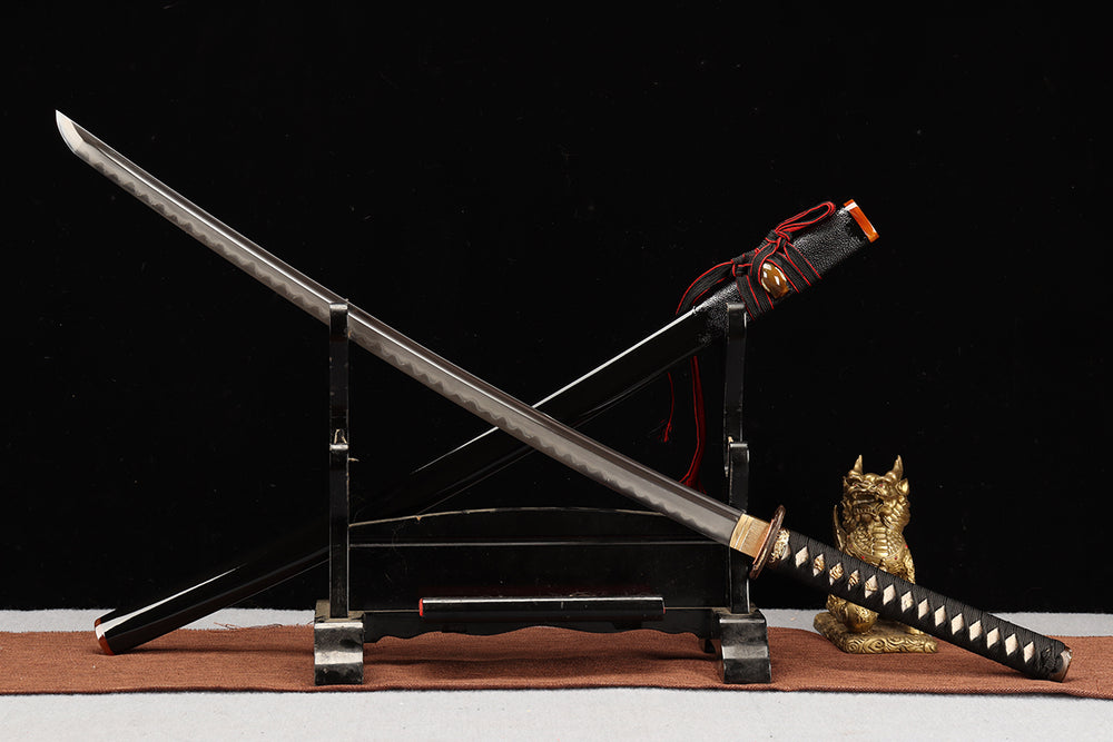 Authentique sabre japonais en Acier Damas. Katana Forgé à la Main